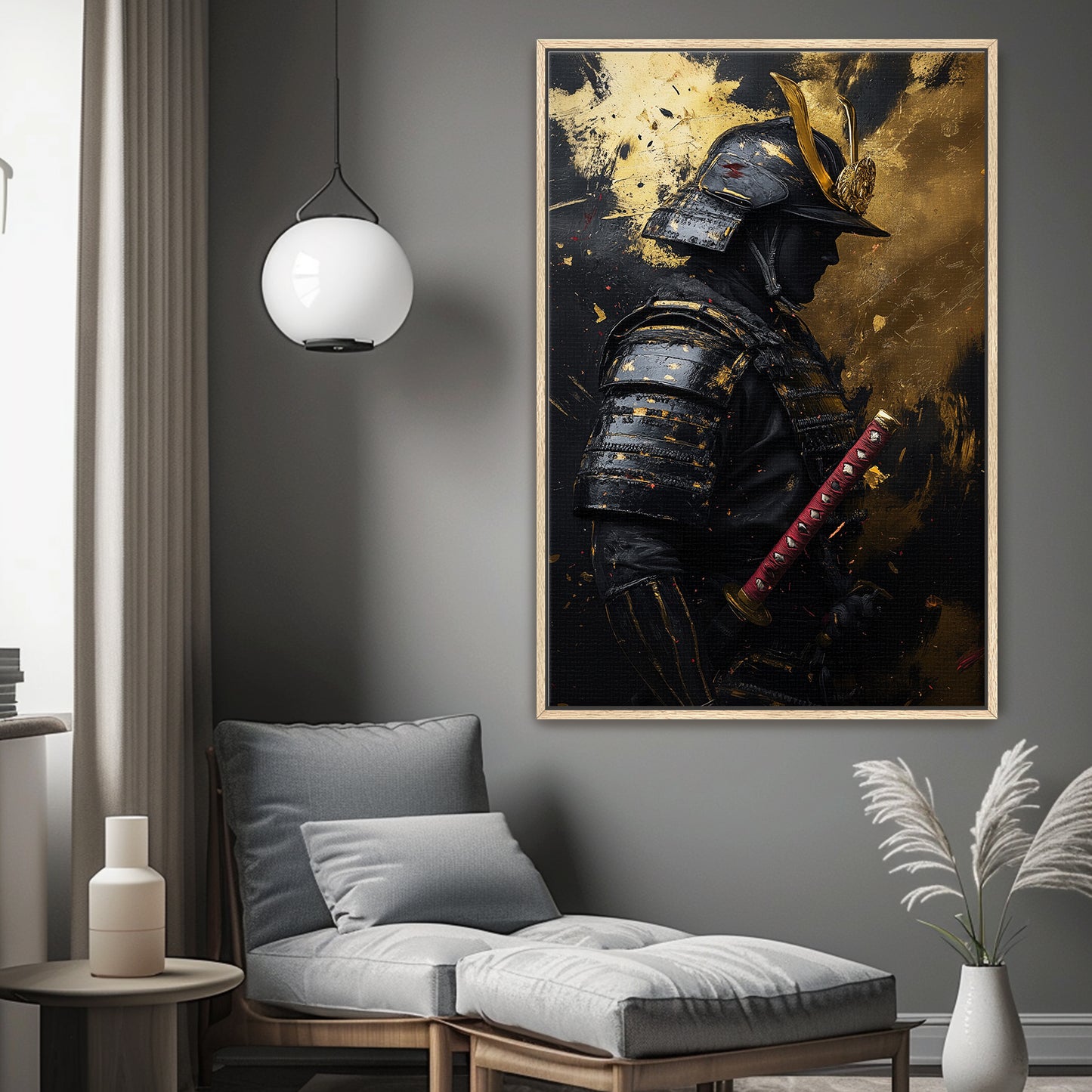 Asian Inspired Samurai Warrior Framed Canvas Print - "Silent Samurai"