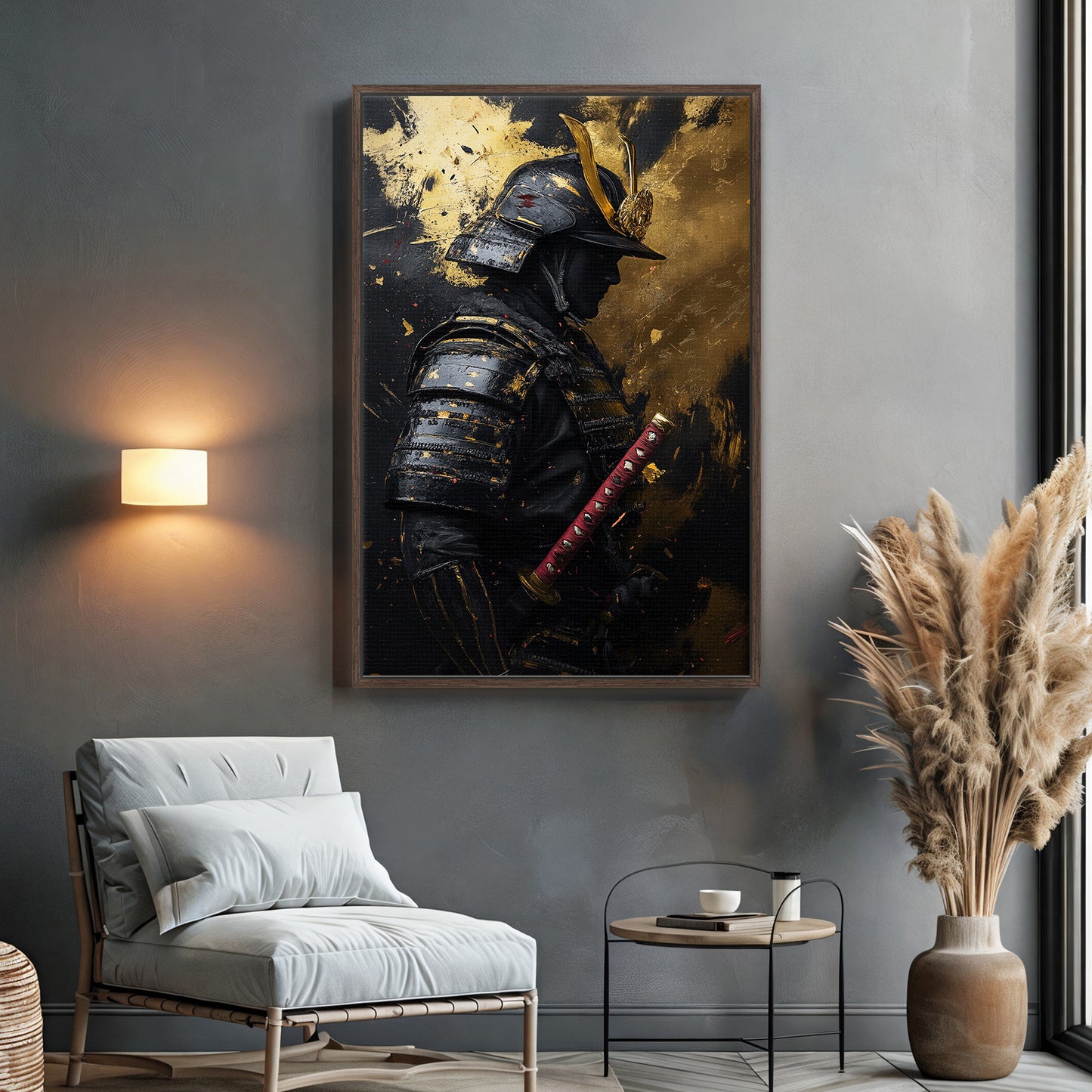 Asian Inspired Samurai Warrior Framed Canvas Print - "Silent Samurai"