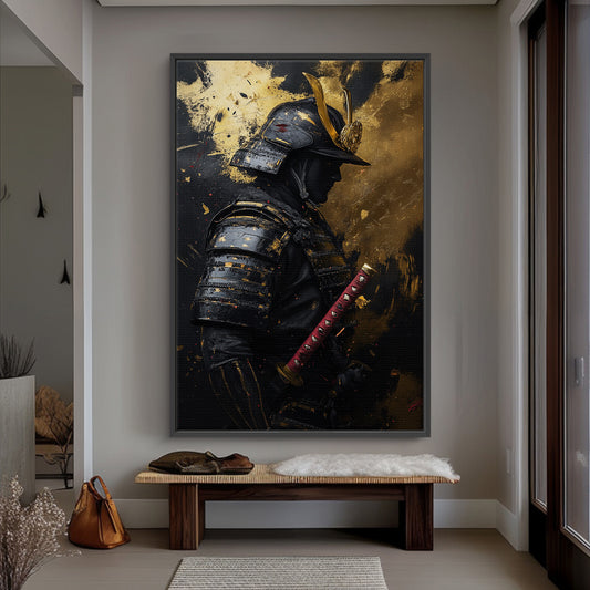Asian Inspired Samurai Warrior Framed Canvas Print - "Silent Samurai"