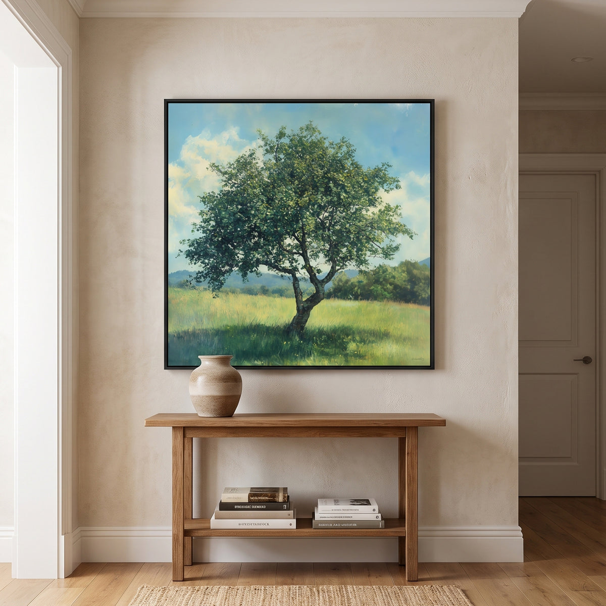 Landscape Framed Canvas Wall Art – The Meadow Tree