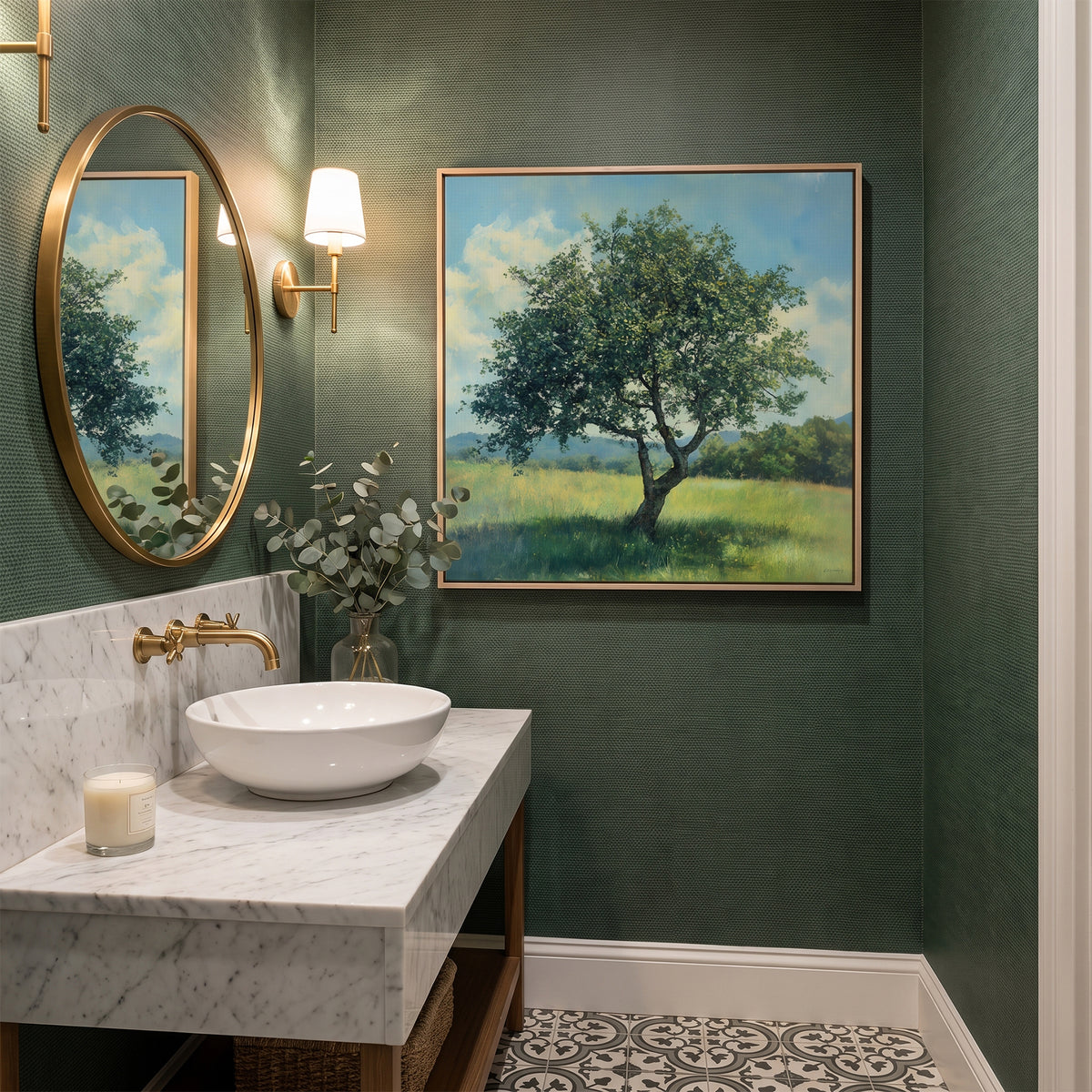 Landscape Framed Canvas Wall Art – The Meadow Tree