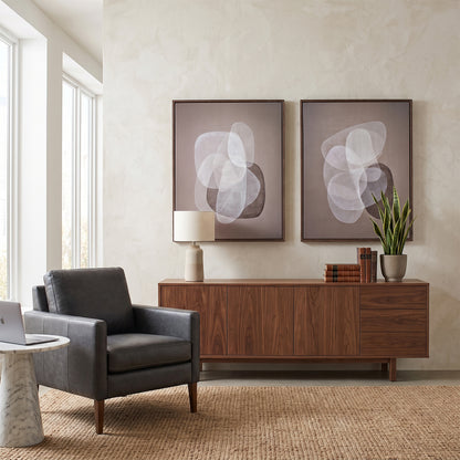 Abstract Neutral Wall Art 2 Piece Set Framed Canvas Print – Soft Interplay