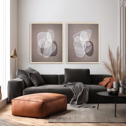 Abstract Neutral Wall Art 2 Piece Set Framed Canvas Print – Soft Interplay
