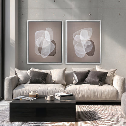 Abstract Neutral Wall Art 2 Piece Set Framed Canvas Print – Soft Interplay