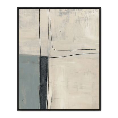 Neutral Abstract Canvas Wall Art Set of 2 Framed Canvas – Quiet Intersection