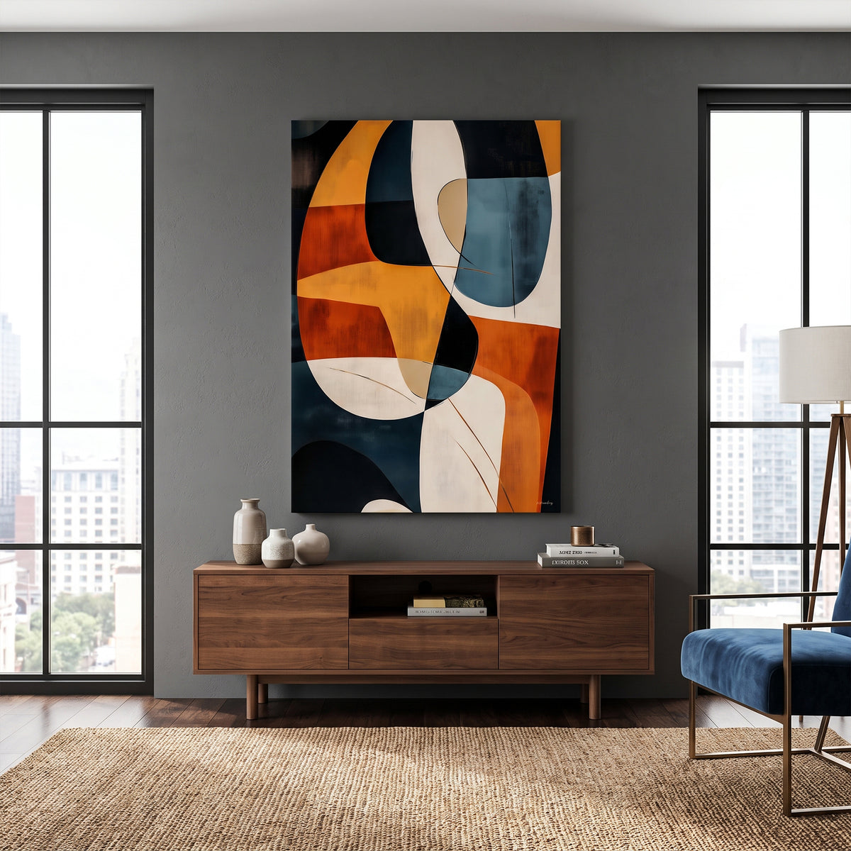 Abstract Rolled Canvas Wall Art – Amber Fold