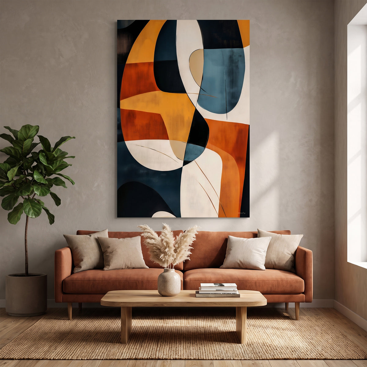 Abstract Rolled Canvas Wall Art – Amber Fold