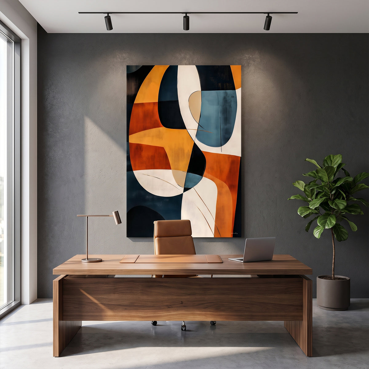Abstract Rolled Canvas Wall Art – Amber Fold