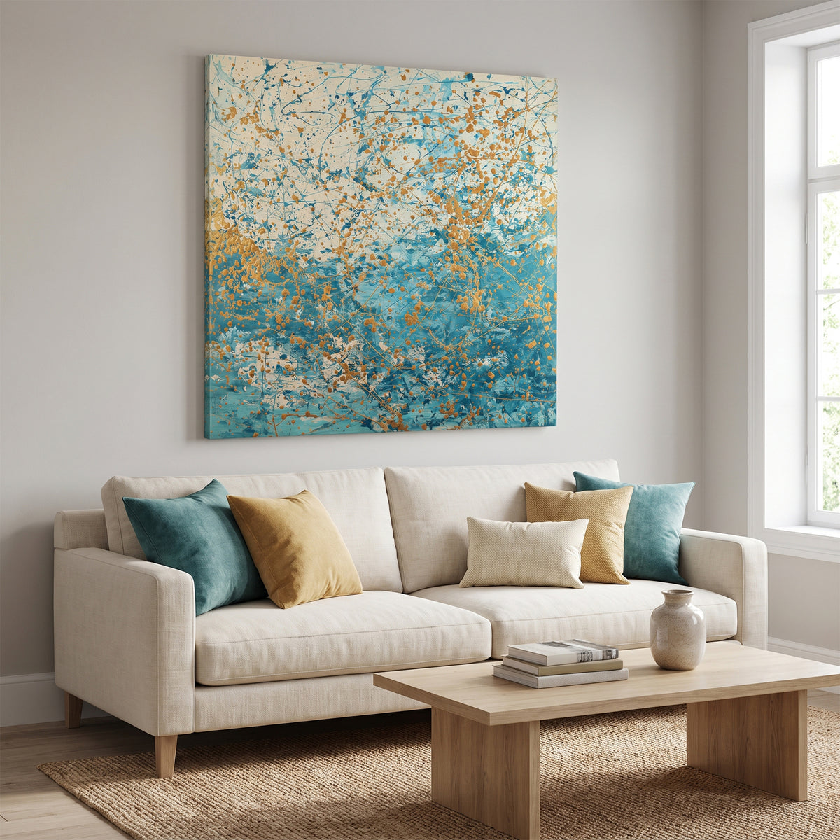 Abstract Rolled Canvas Wall Art – Sea Spark