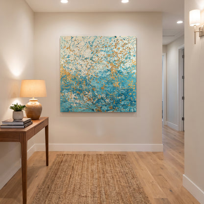 Abstract Rolled Canvas Wall Art – Sea Spark