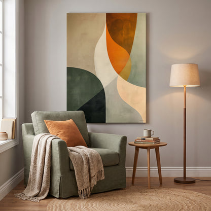 Abstract Rolled Canvas Wall Art – Forest & Clay