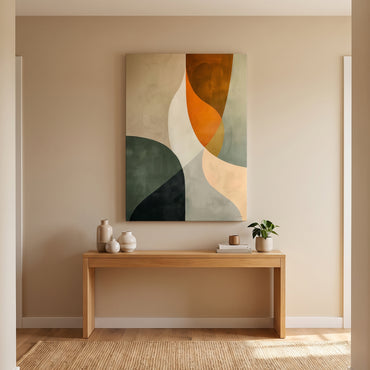 Abstract Rolled Canvas Wall Art – Forest & Clay