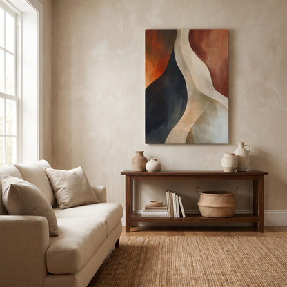 Abstract Rolled Canvas Wall Art – Rust Divide