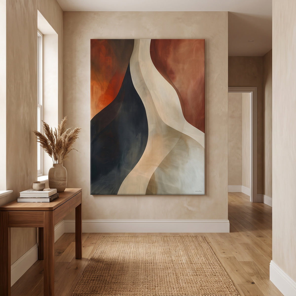 Abstract Rolled Canvas Wall Art – Rust Divide