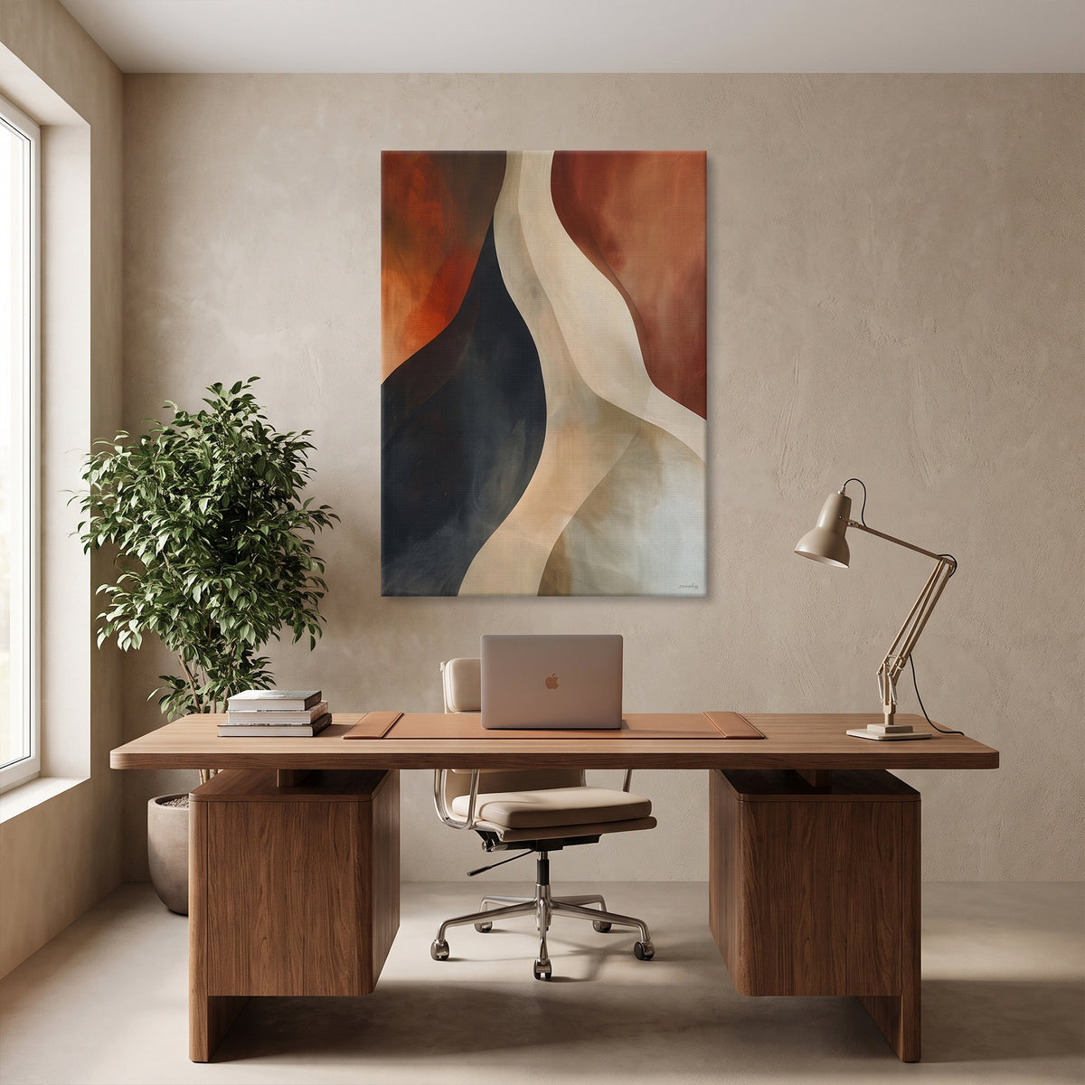 Abstract Rolled Canvas Wall Art – Rust Divide