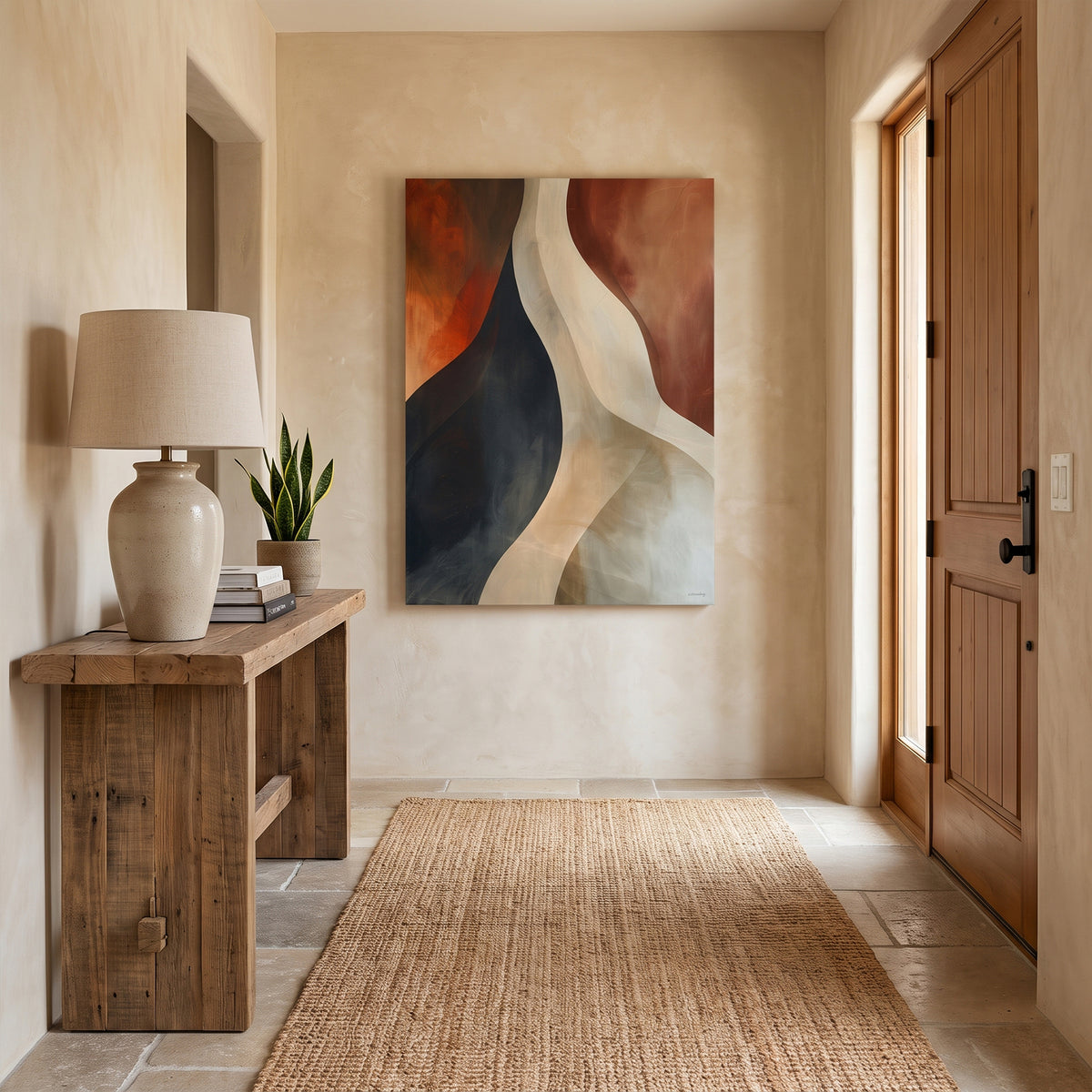 Abstract Rolled Canvas Wall Art – Rust Divide