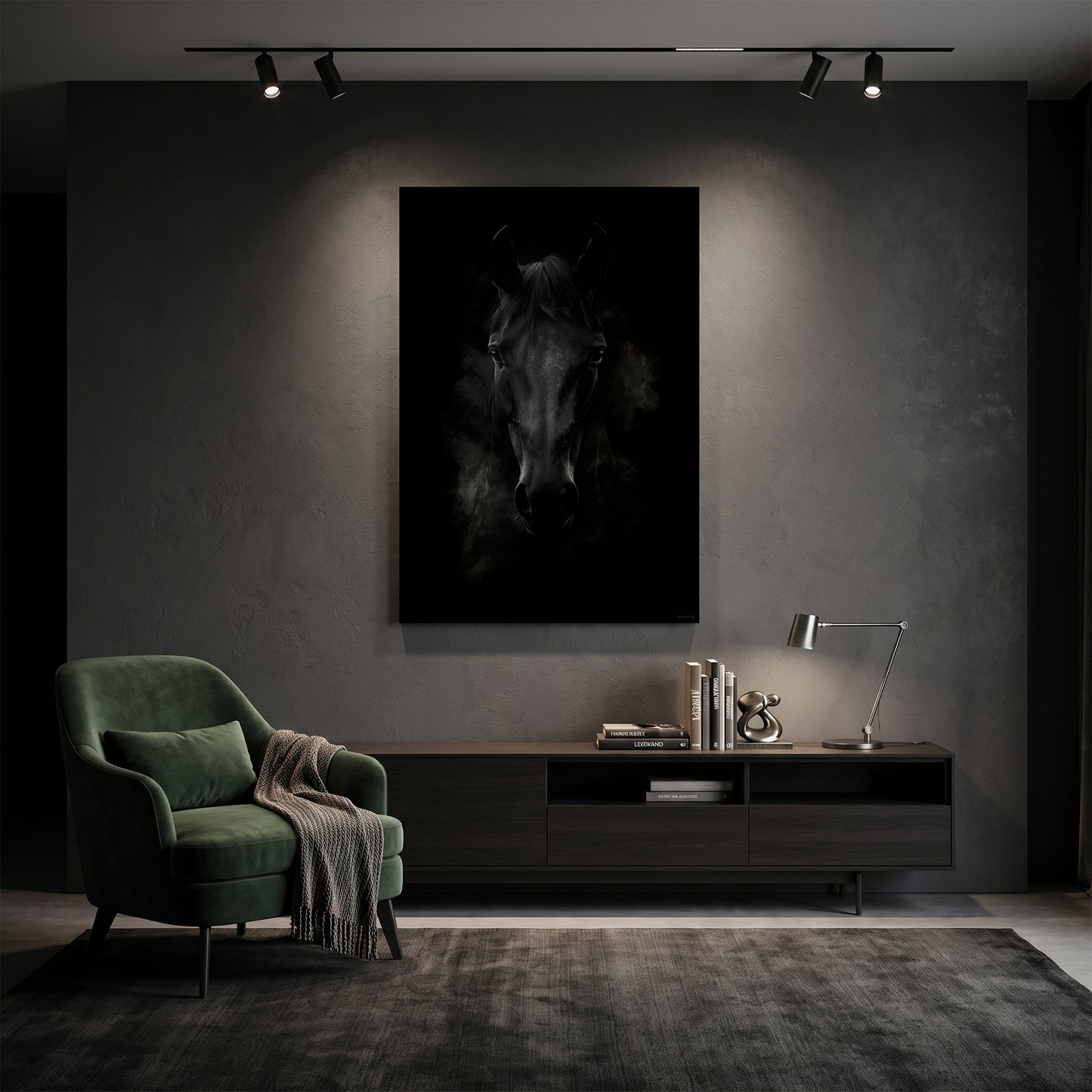 Horse Stretched Canvas Wall Art – Dark Majesty