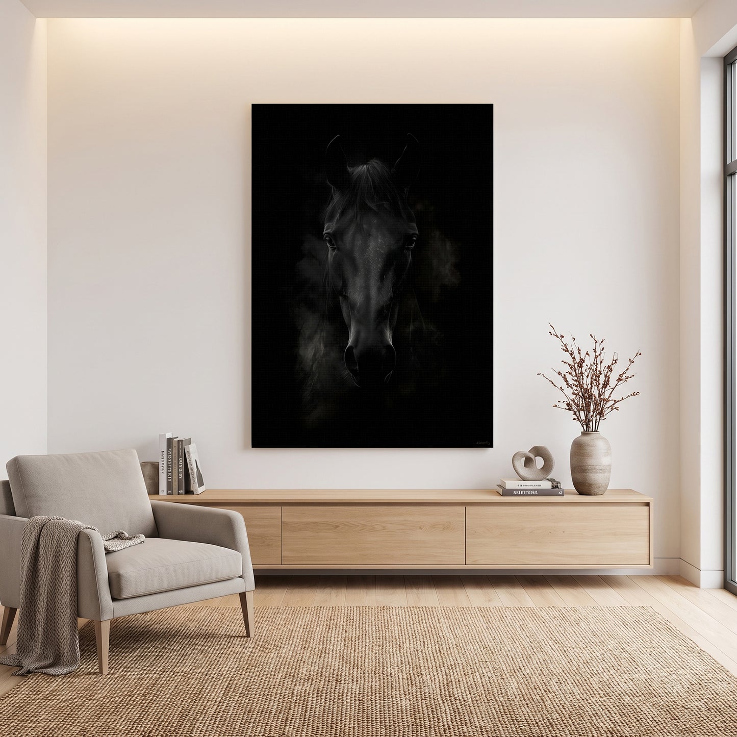 Horse Stretched Canvas Wall Art – Dark Majesty