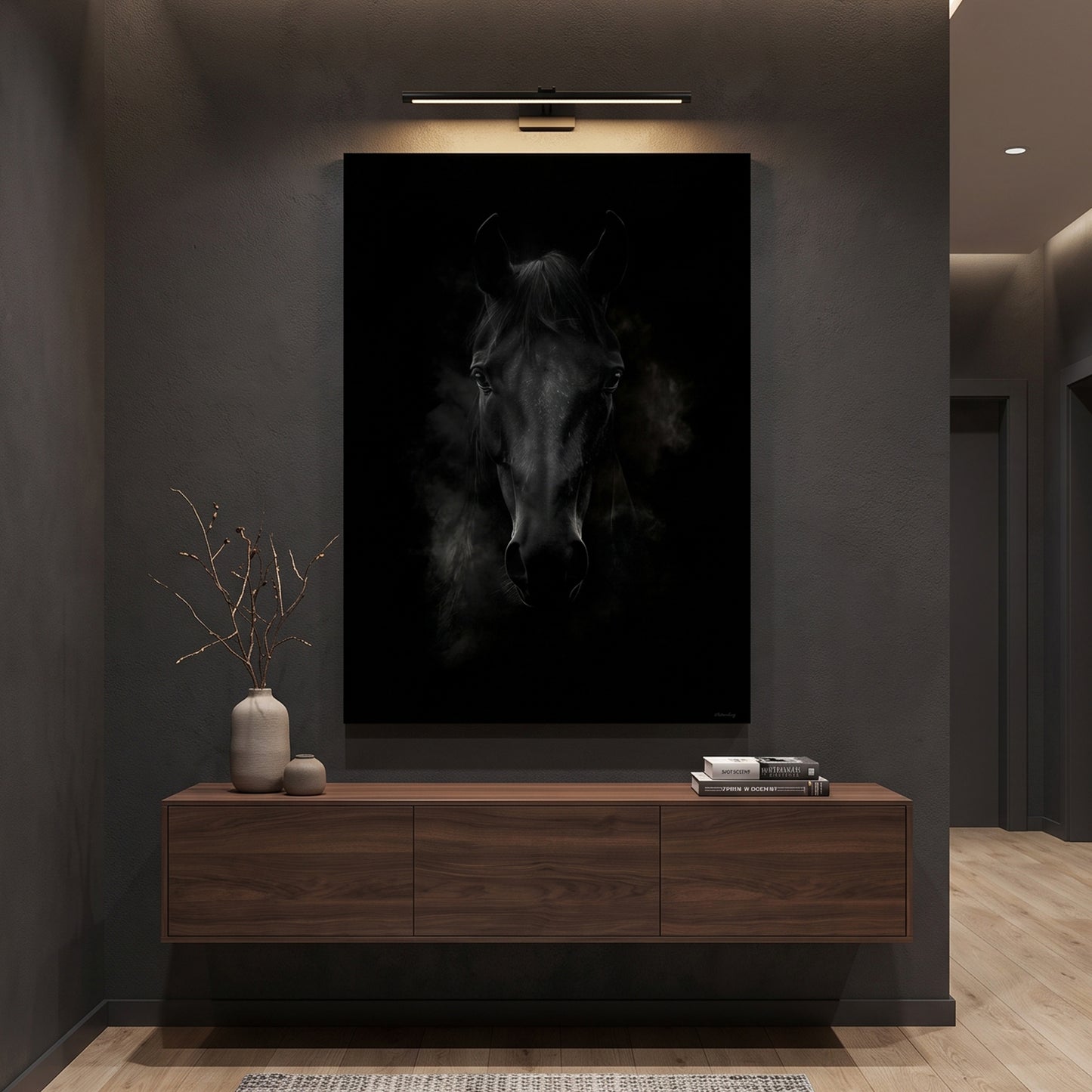 Horse Stretched Canvas Wall Art – Dark Majesty