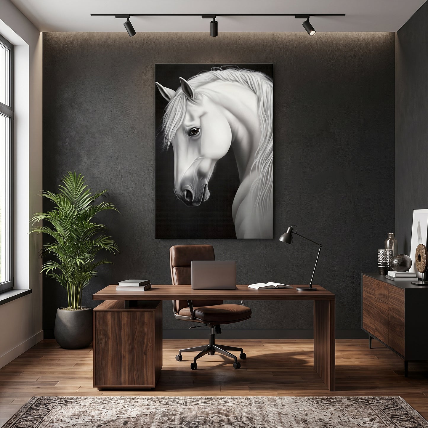 Horse Rolled Canvas Wall Art – White Stallion