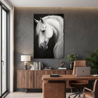 Horse Rolled Canvas Wall Art – White Stallion