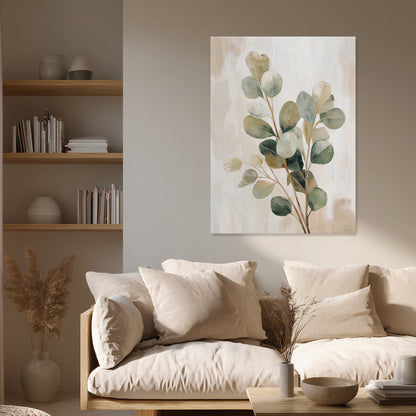 Botanical Rolled Canvas Wall Art Print – Soft Eucalyptus