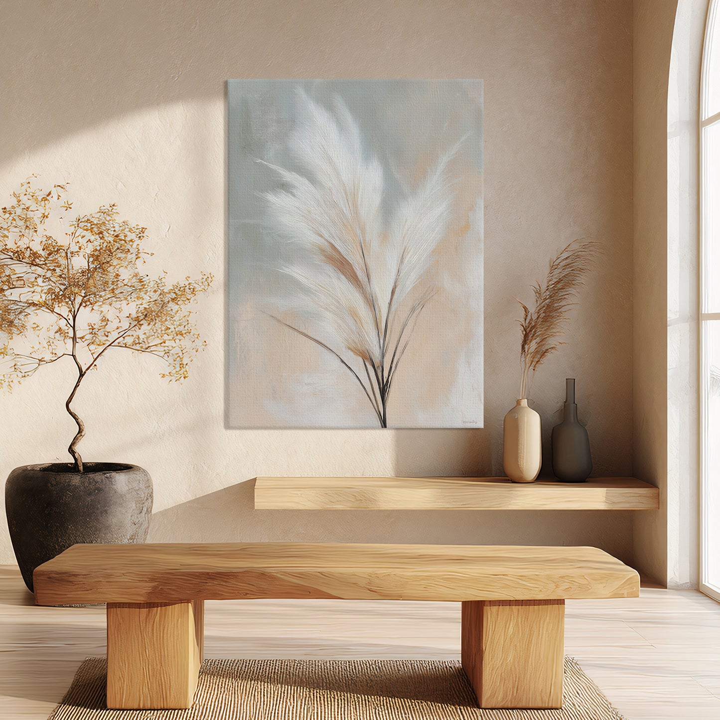 Botanical Stretched Canvas Wall Art – Whispering Pampas