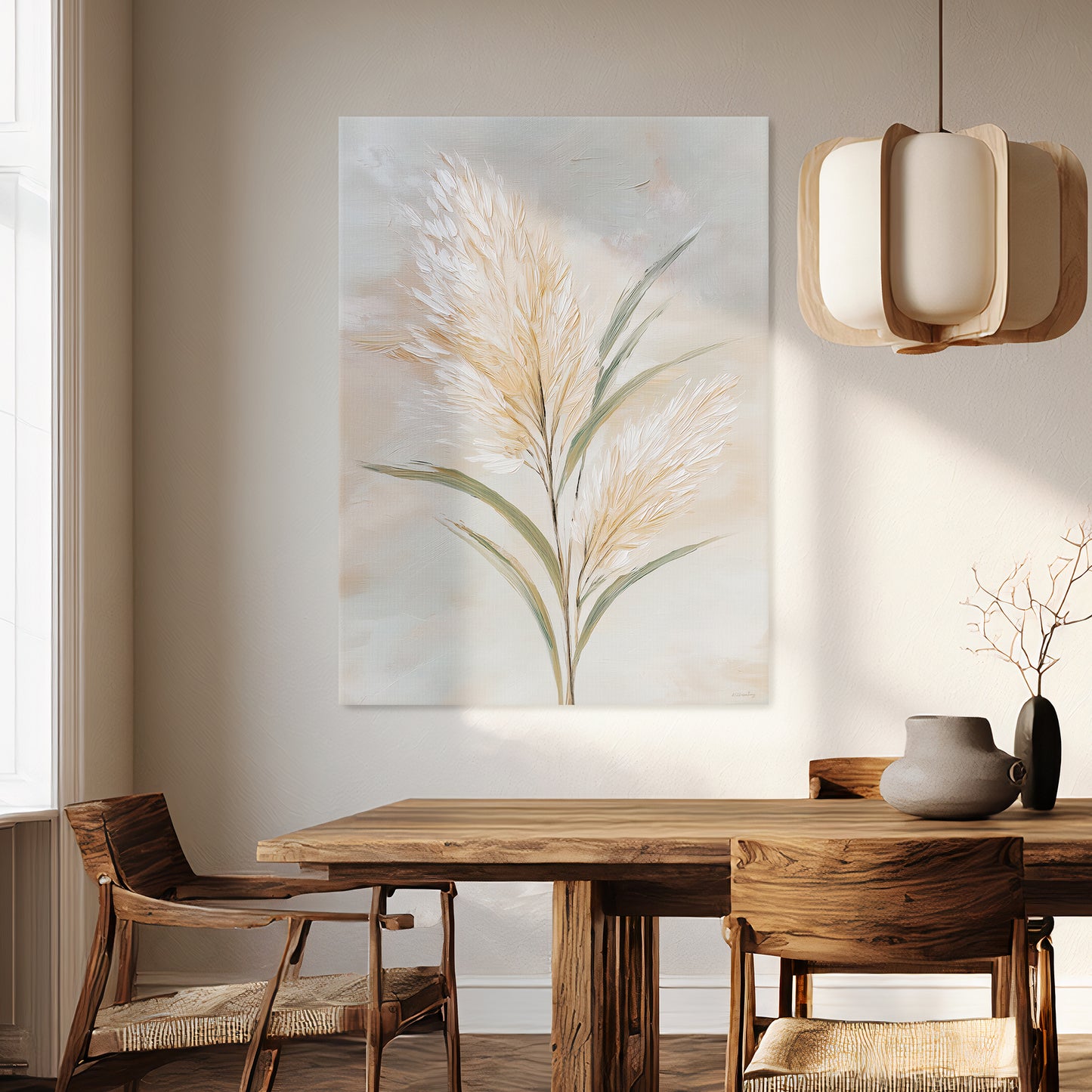 Botanical Stretched Canvas Wall Art – Gentle Plume
