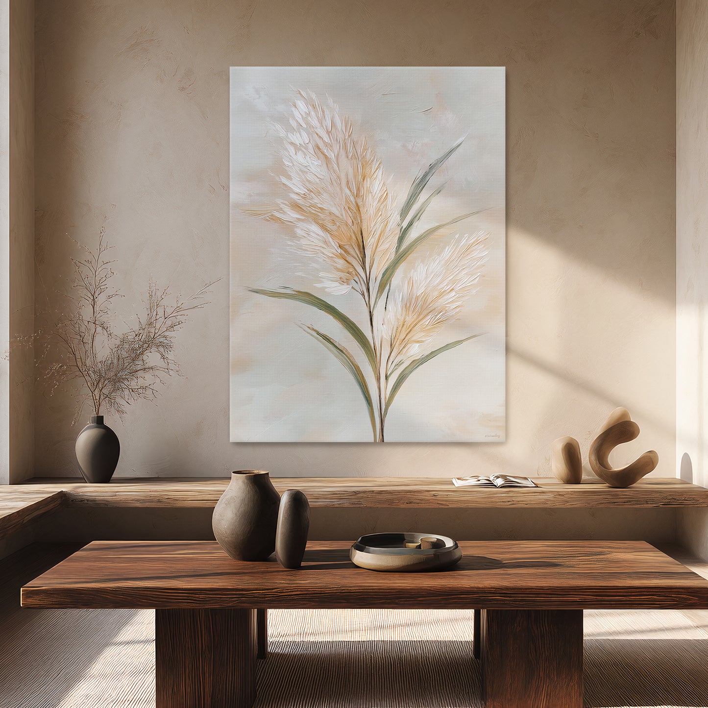 Botanical Stretched Canvas Wall Art – Gentle Plume