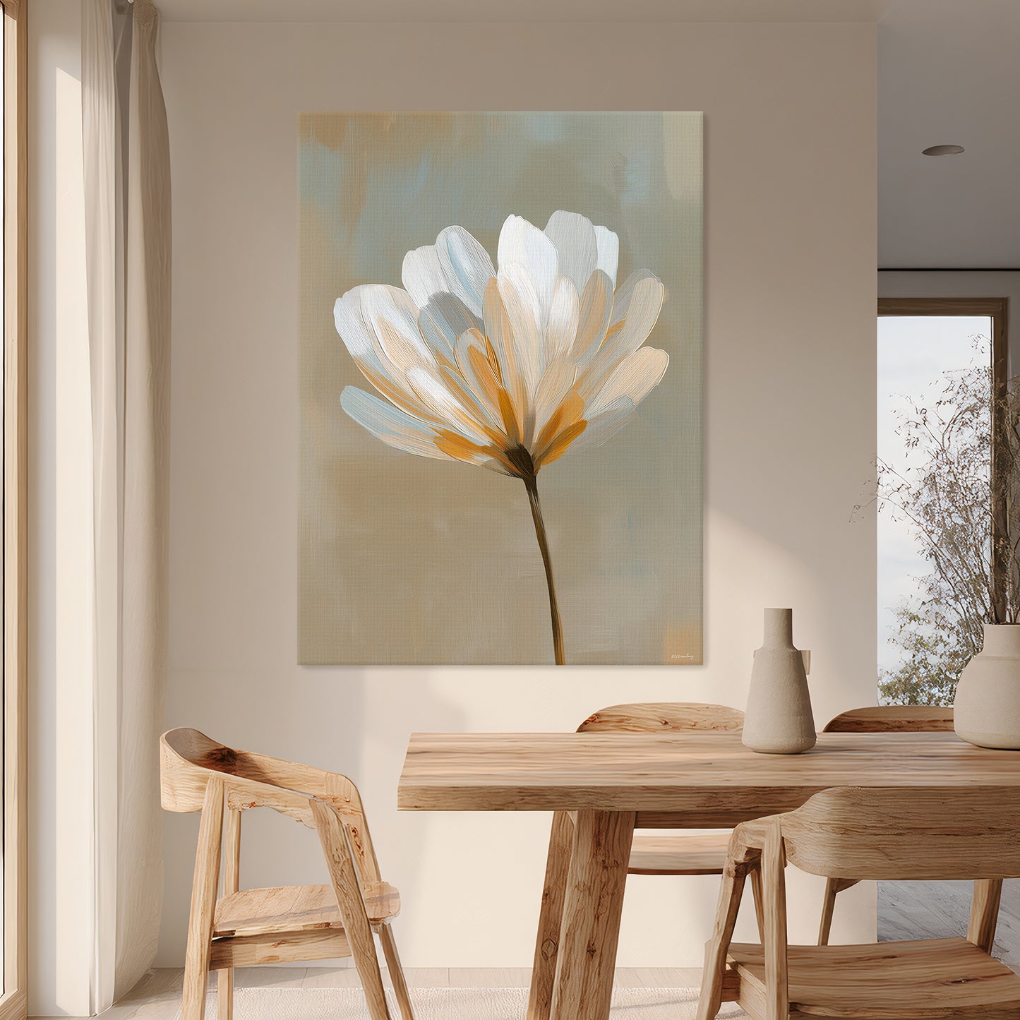 Stretched Canvas Floral Wall Art – Quiet Bloom