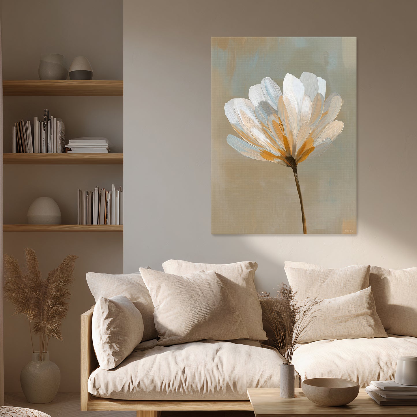 Stretched Canvas Floral Wall Art – Quiet Bloom