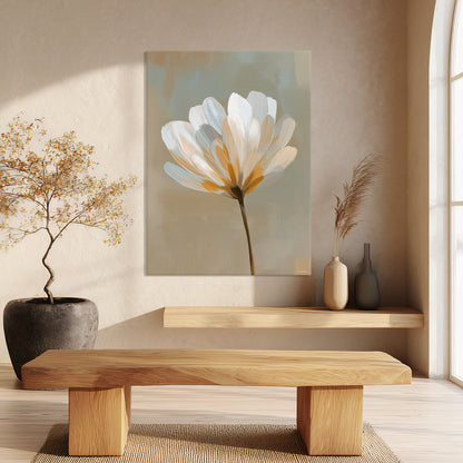 Stretched Canvas Floral Wall Art – Quiet Bloom