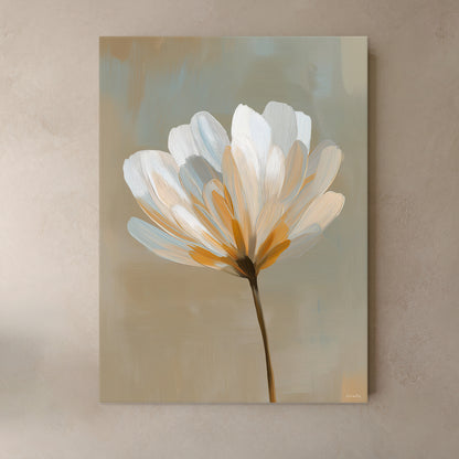 Botanical canvas wall art with soft white floral design and neutral background