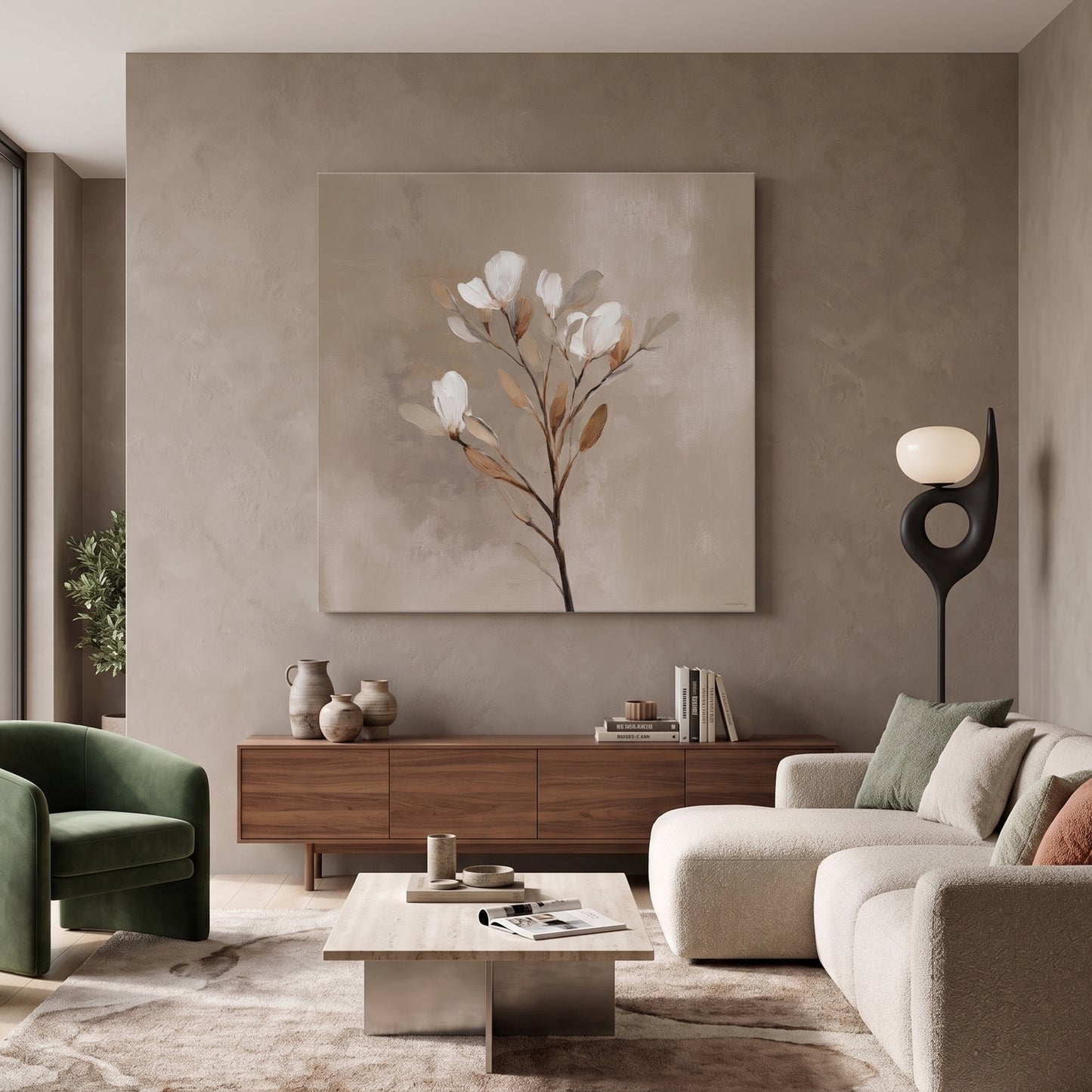 Botanical Stretched Canvas Wall Art – Soft Bloom