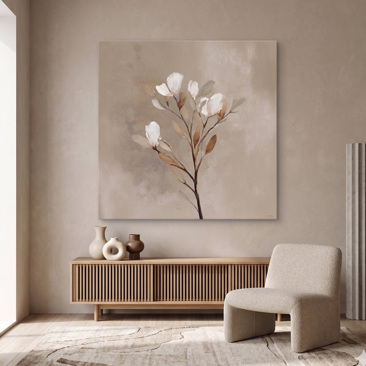 Botanical Stretched Canvas Wall Art – Soft Bloom