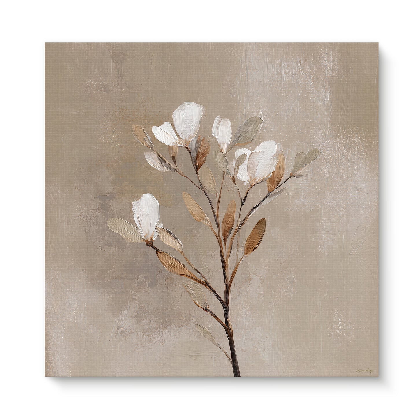 Botanical Stretched Canvas Wall Art – Soft Bloom